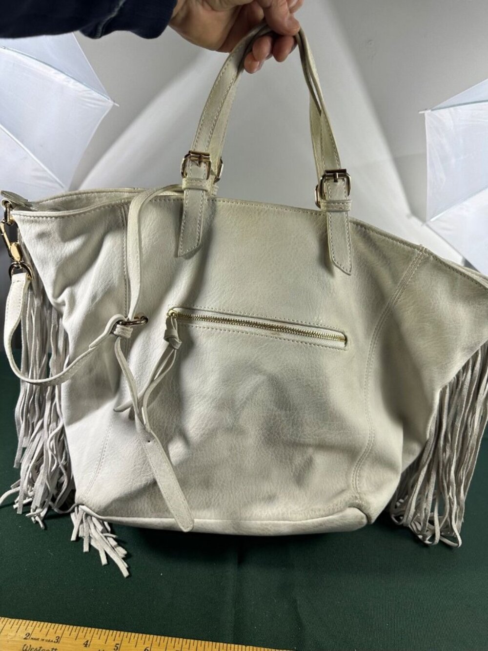 Shiraleah White Tote Purse Handbag with Fringe